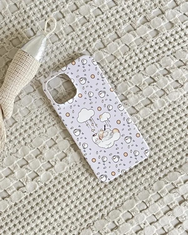 cute kawaii phone case with cute pattern of fish cookies and moon.