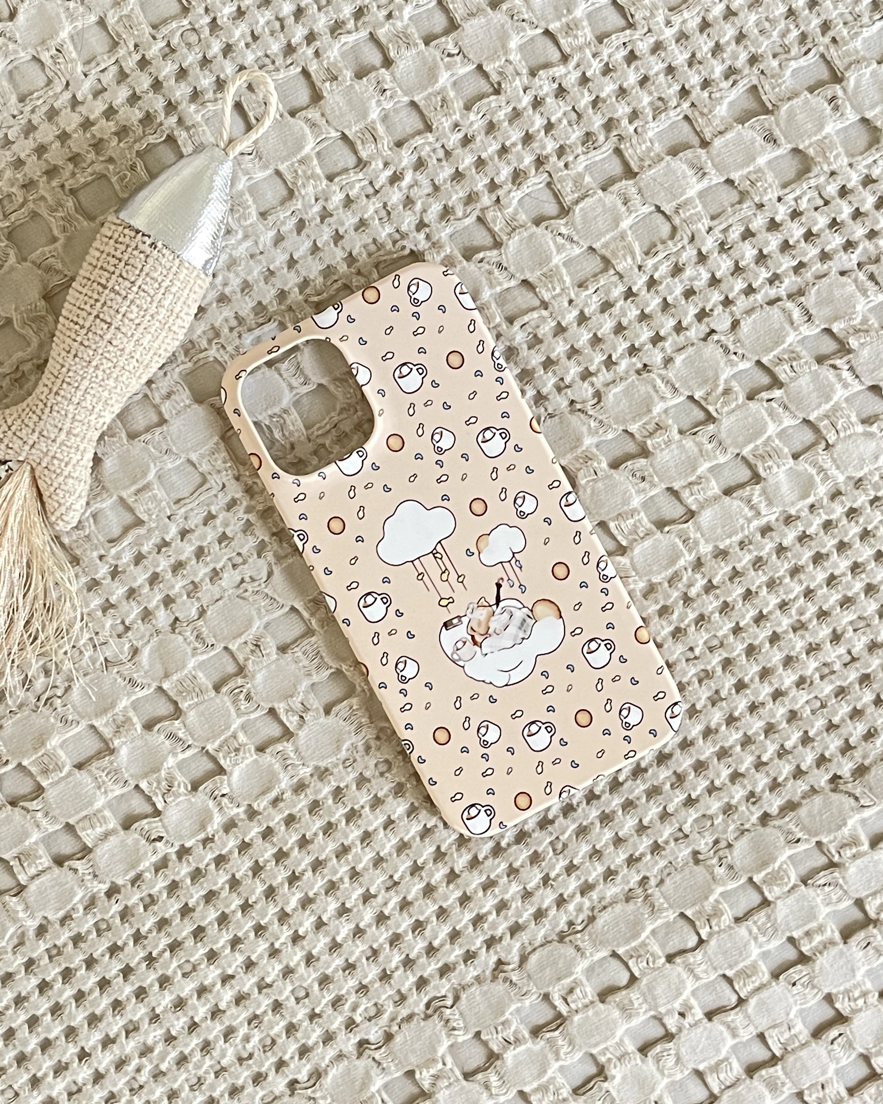 pastel cream cute kawaii phone case, Thai tea color with cute pattern